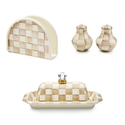 Mocha Check 3pc Tabletop Essentials Set