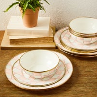 Rosy Check Dinnerware 12pc Complete Set
