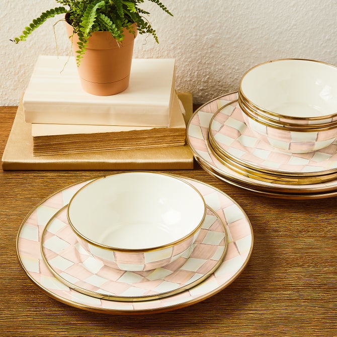 Rosy Check Dinnerware 12pc Complete Set image number 1