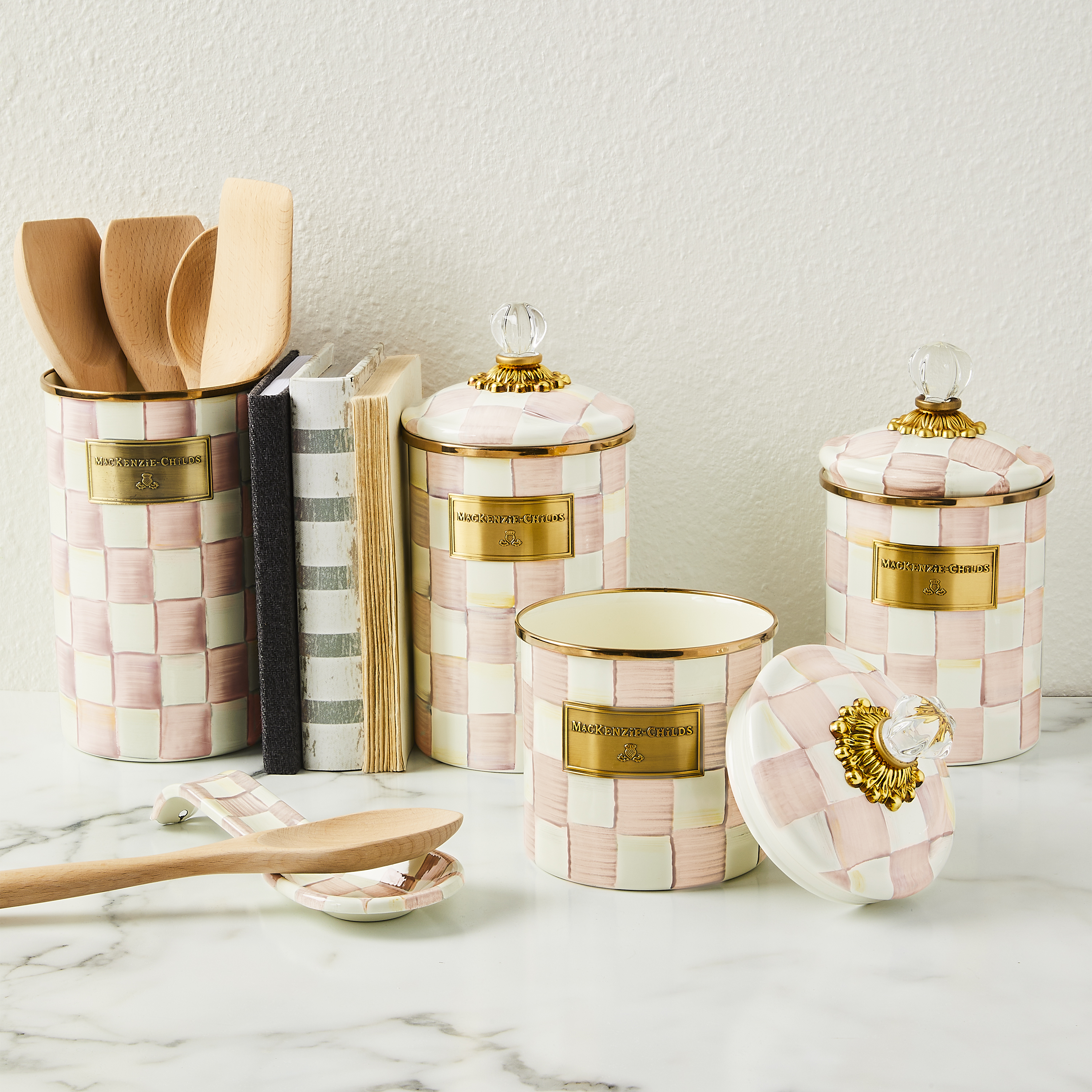 MacKenzie-Childs | Rosy Check 5pc Kitchen Essentials Set