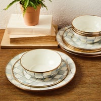 Sterling Check Dinnerware 12pc Complete Set