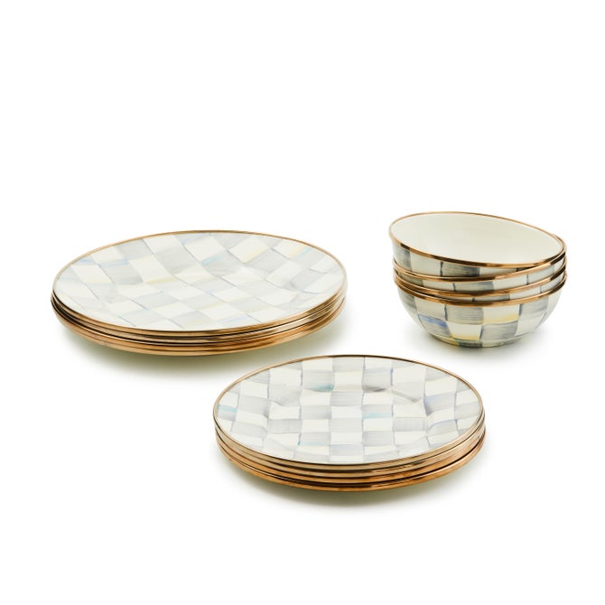 Sterling Check Dinnerware 12pc Complete Set image number 0