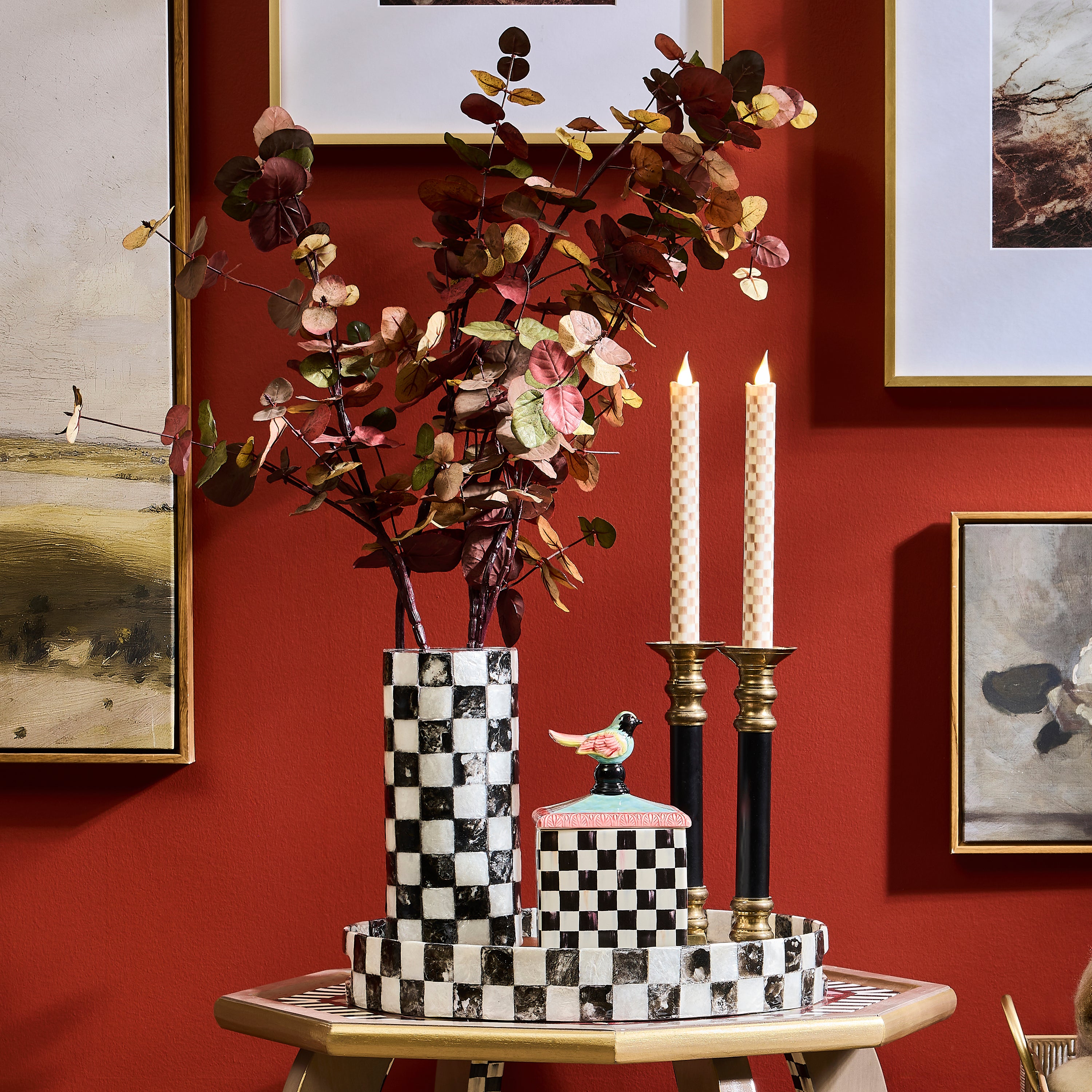 MacKenzie-Childs | Sterling Check Capiz Small Vase