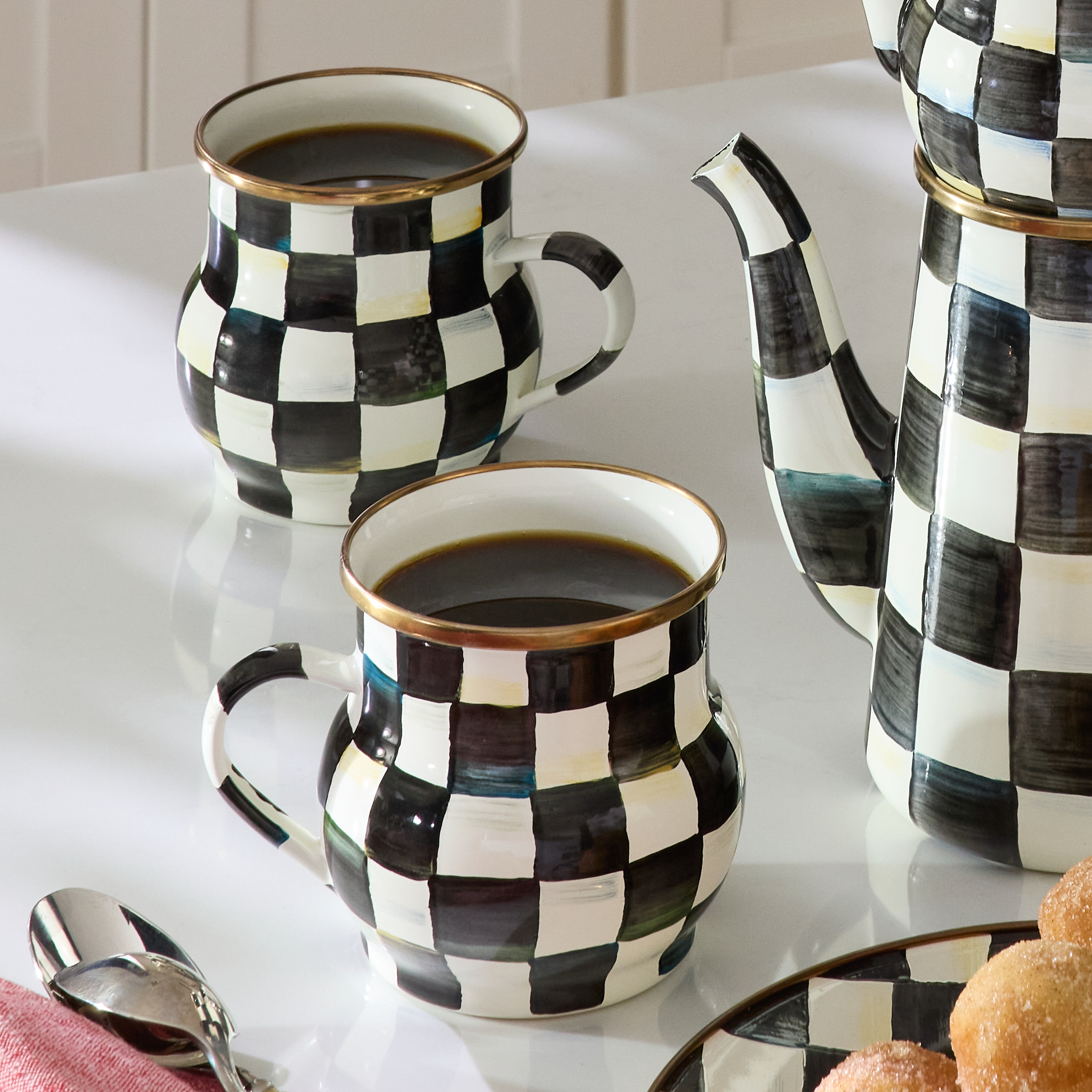 MacKenzie-Childs | Rosy Check Mugs, Set of 4
