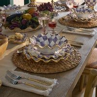 Check Fluted Ceramic Breakfast Bowl