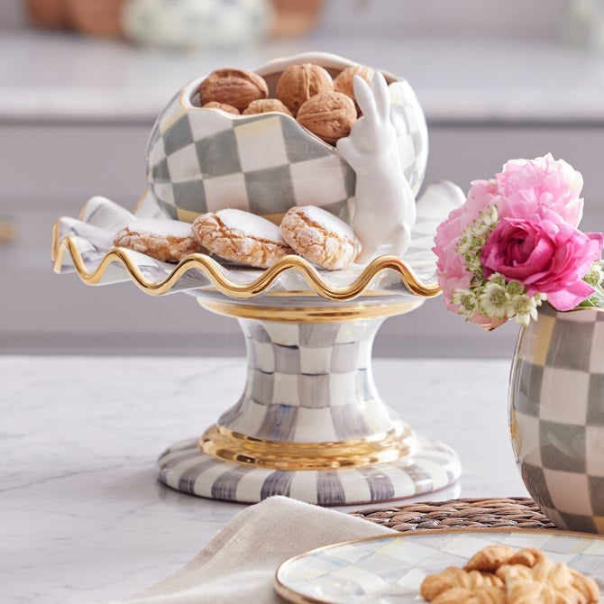 Check Fluted Ceramic Cake Stand image number 1