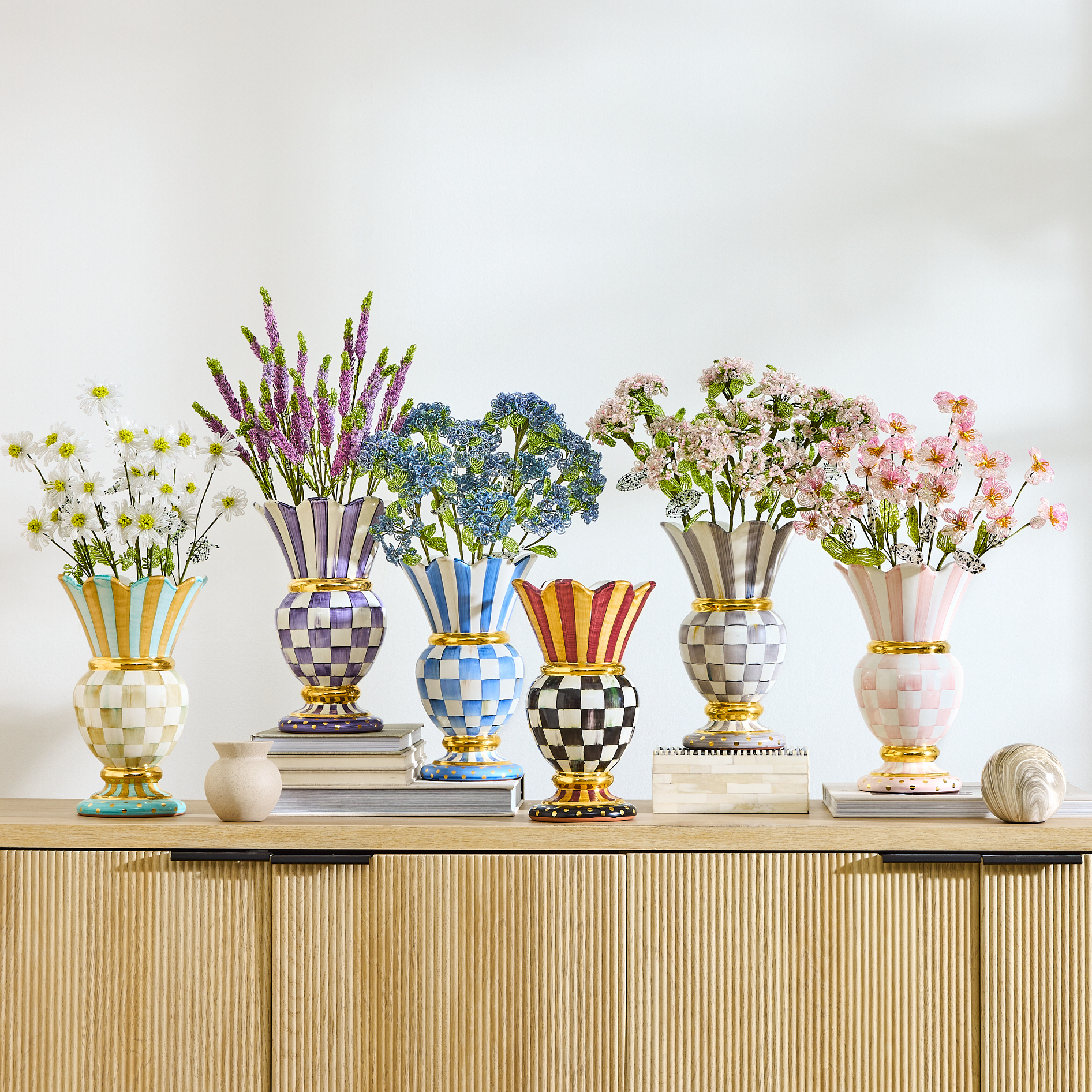 MacKenzie-Childs | Mocha Check Ceramic Great Vase