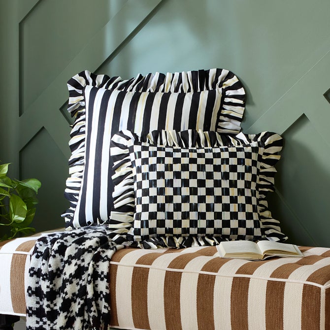 Check Ruffle Pillow image number 0