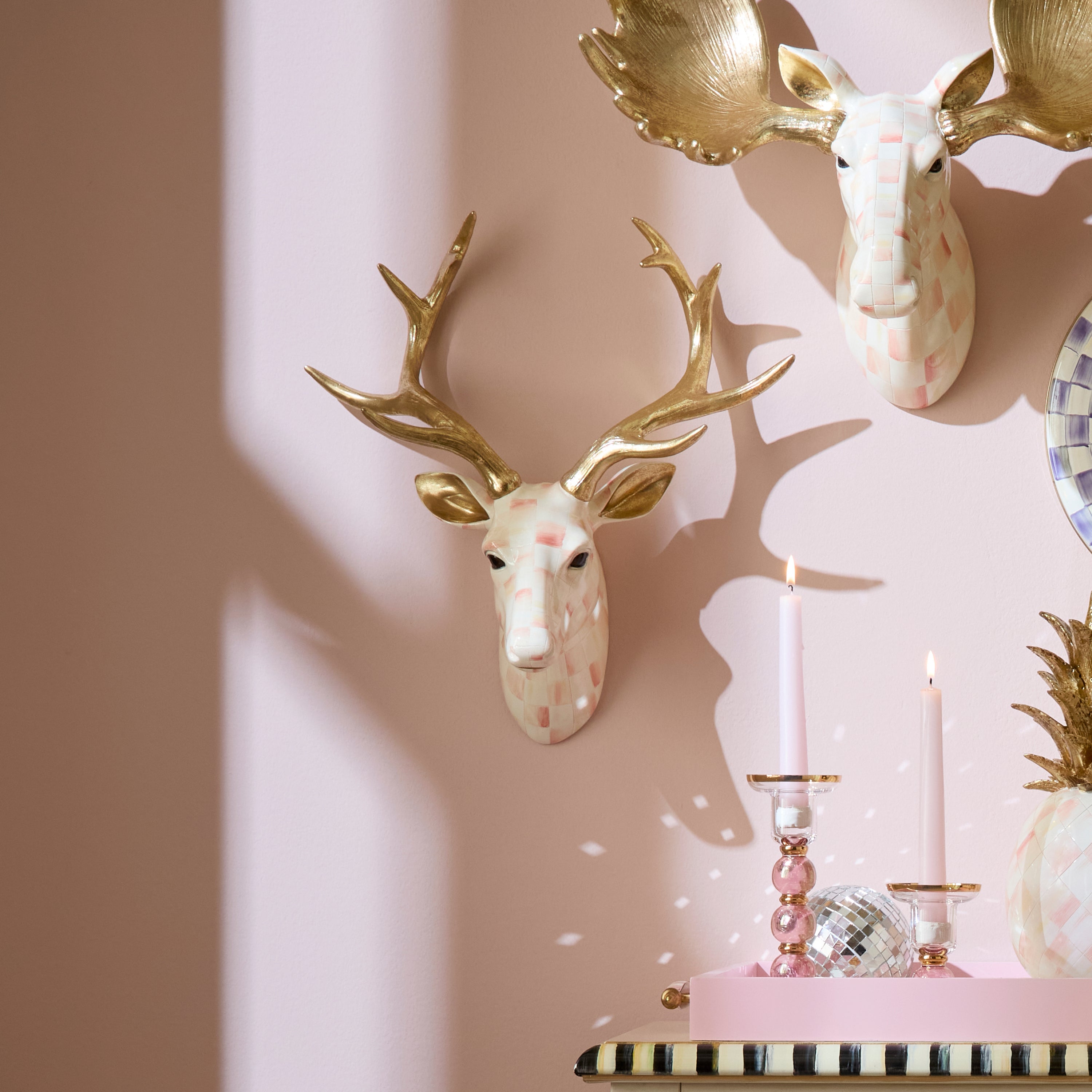 MacKenzie-Childs | Mocha Check Small Deer Wall Decor