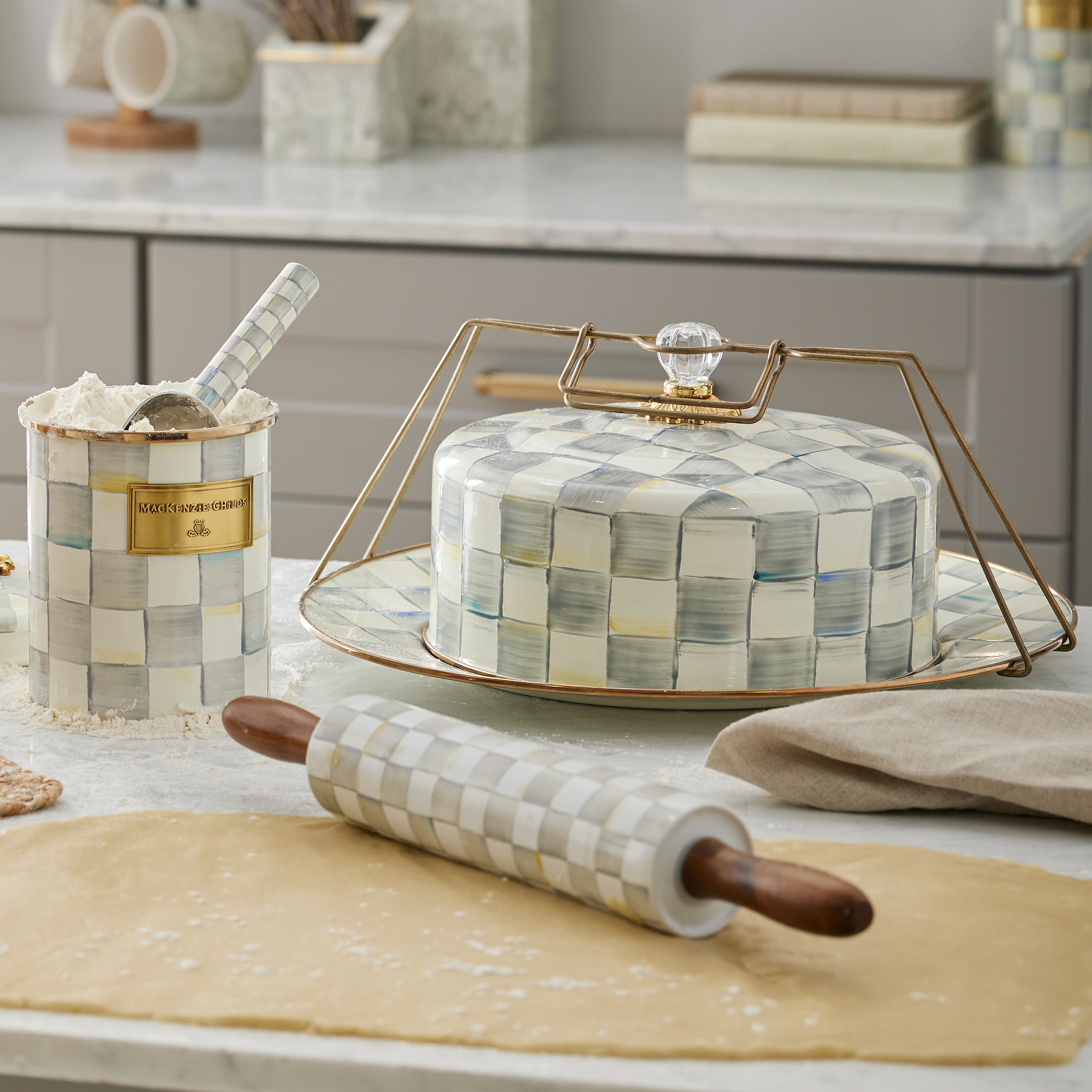 MacKenzie-Childs | Emerald Check Cake Carrier