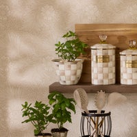 Enamel Check Large Flower Pot