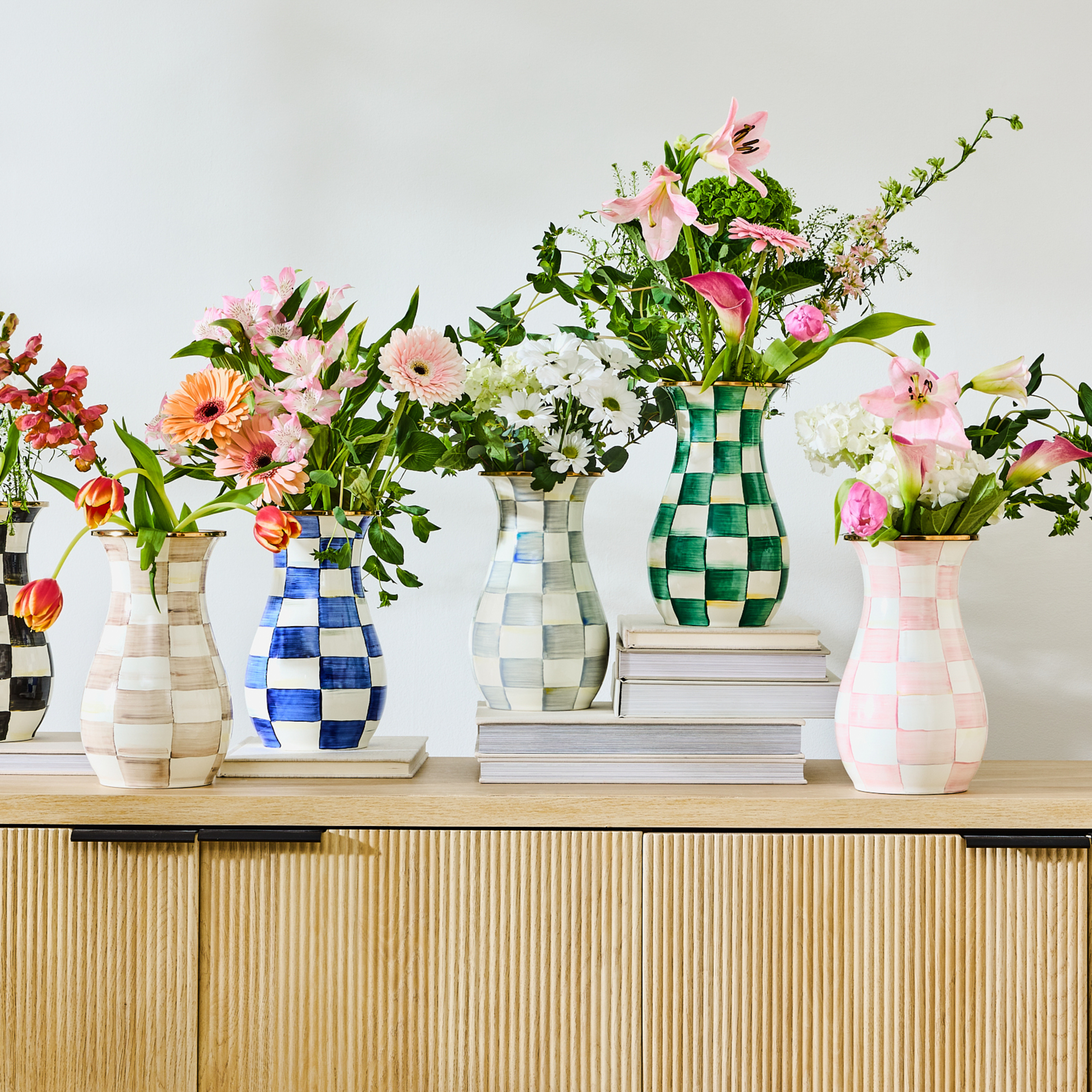 Enamel Tall Vase- Rosy Check