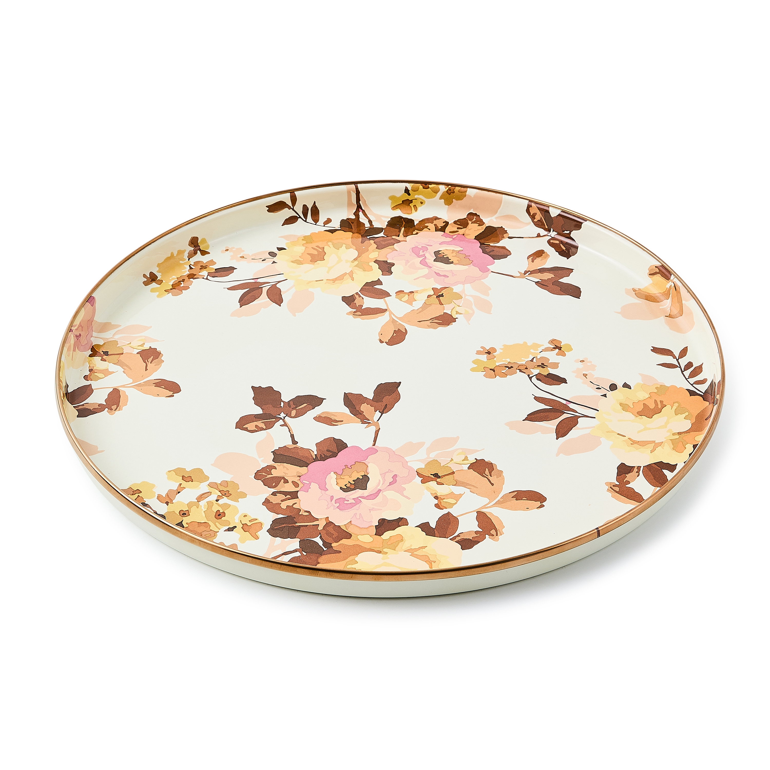 MacKenzie-Childs | Wild Rose Brown Round Tray