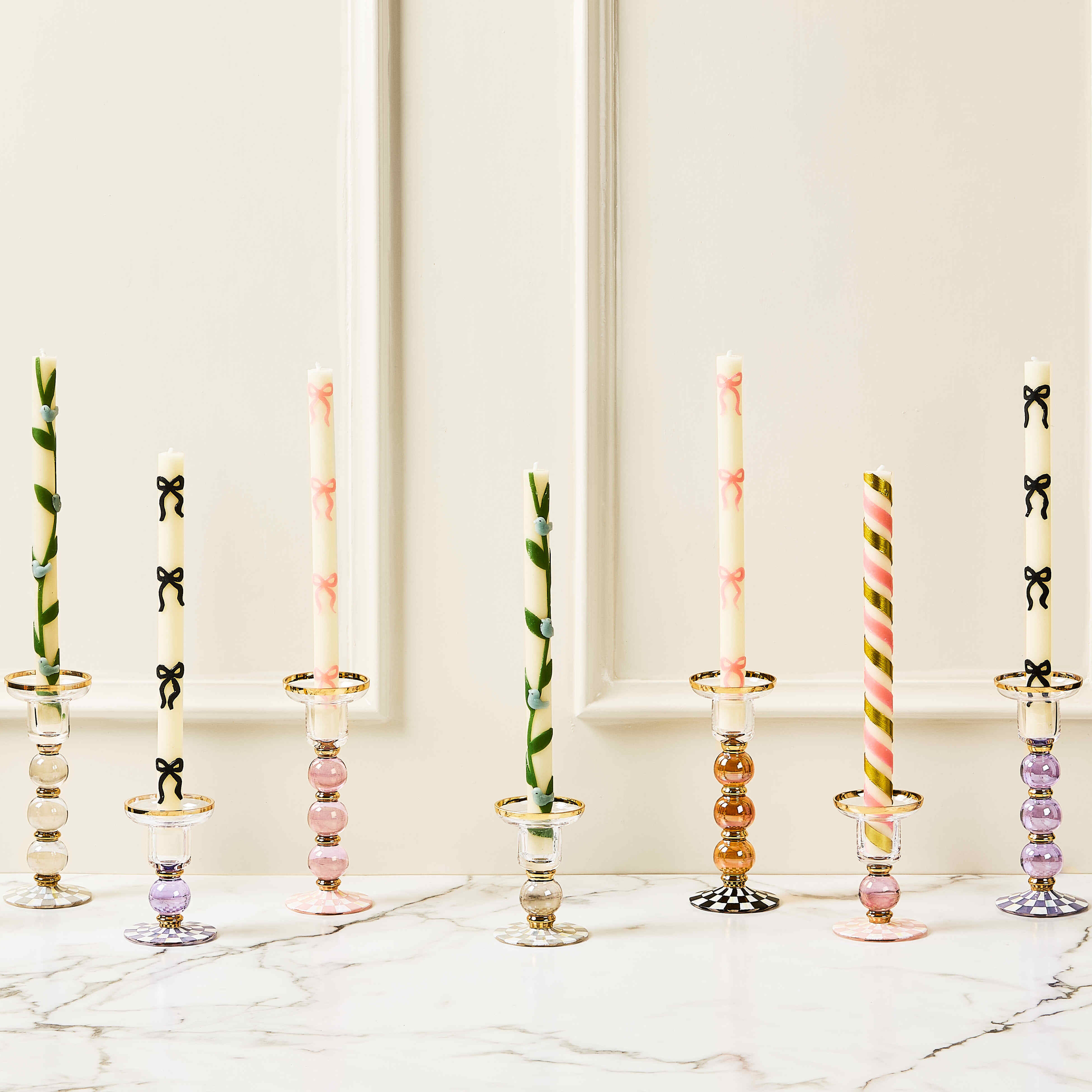 MacKenzie-Childs | Courtly Check Large Glass Candlestick