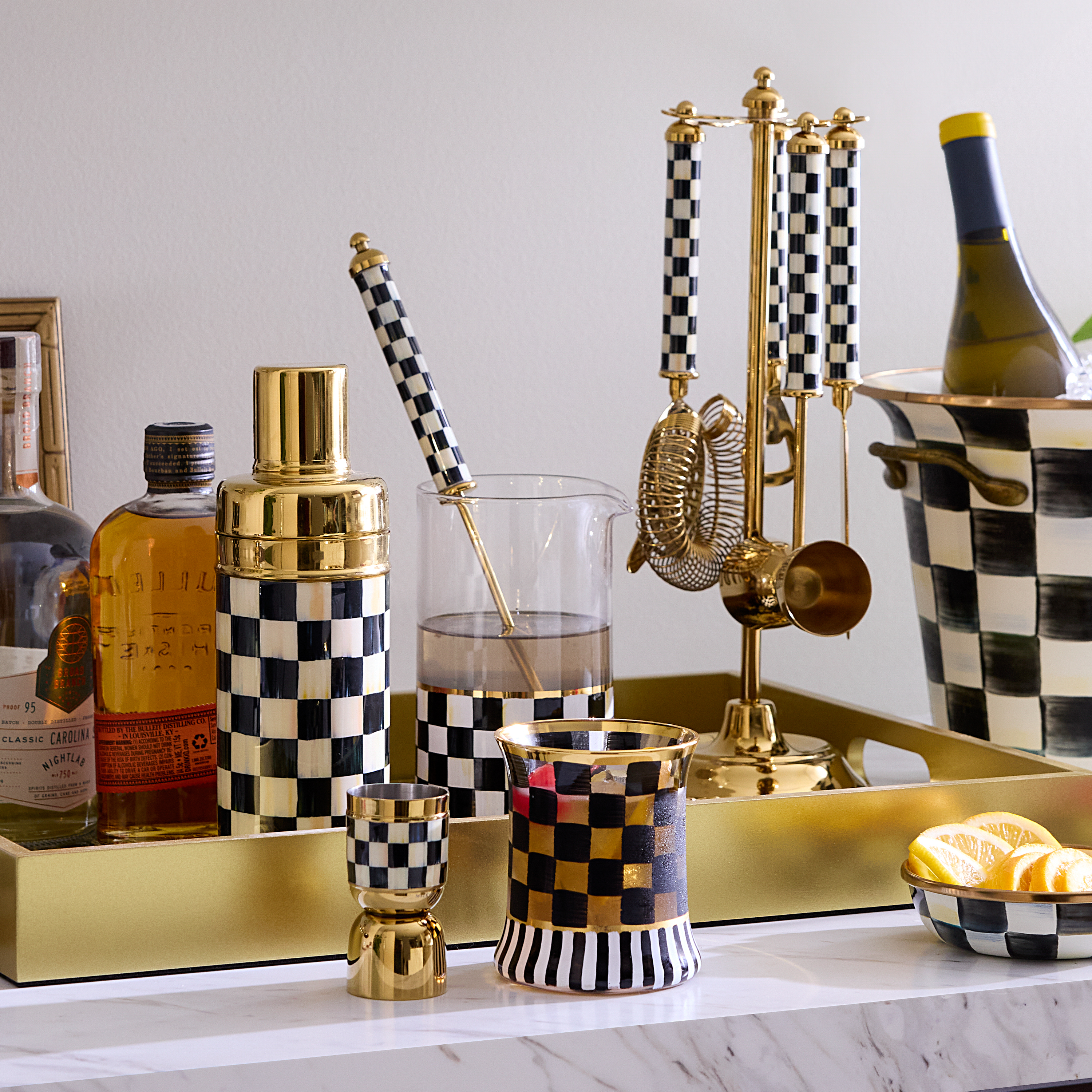 MacKenzie-Childs | Courtly Check 3260 Gold Ice Bucket