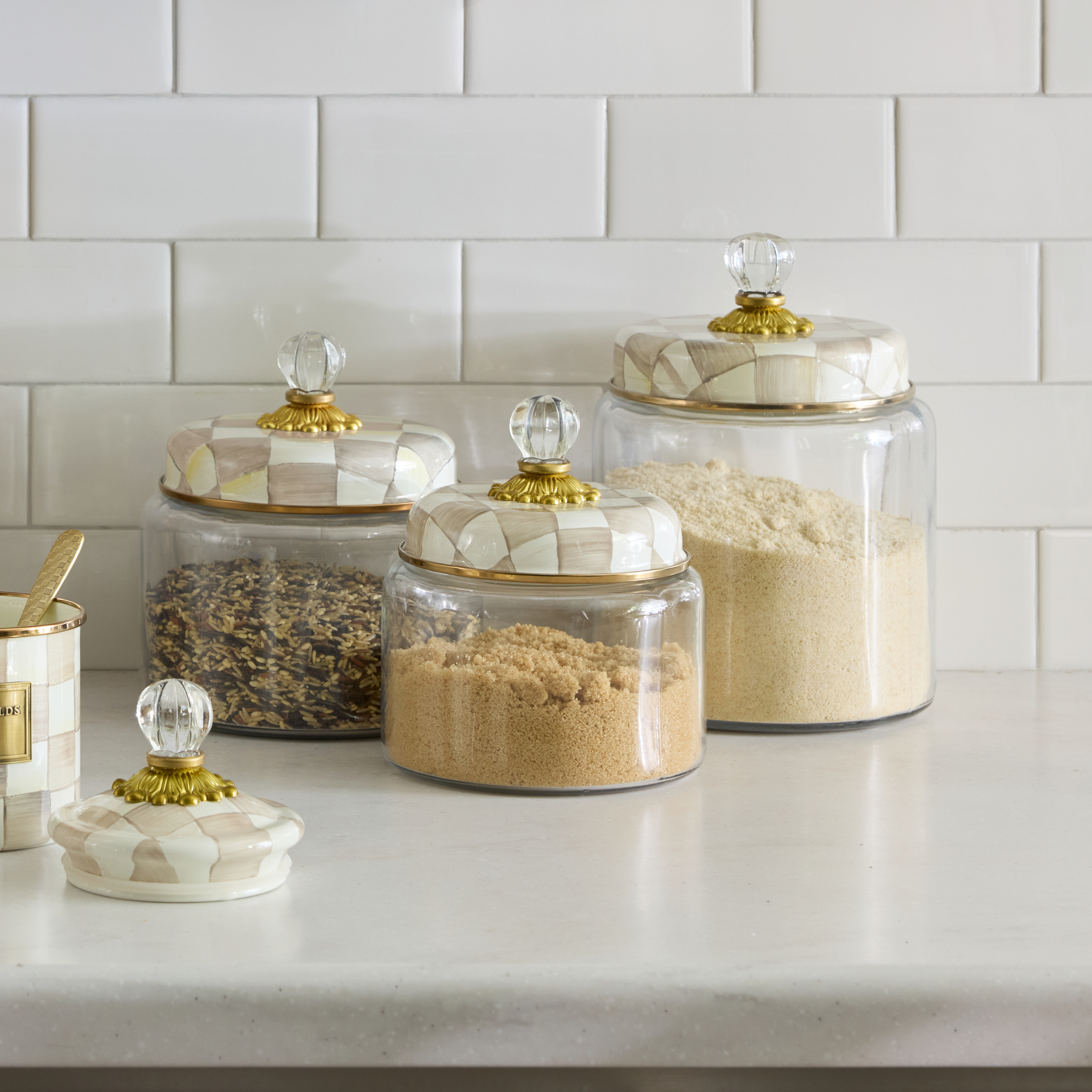 MacKenzie-Childs | Mocha Check Small Kitchen Canister