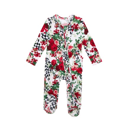 Posh Peanut Wild Rose Check Footie 1-Piece