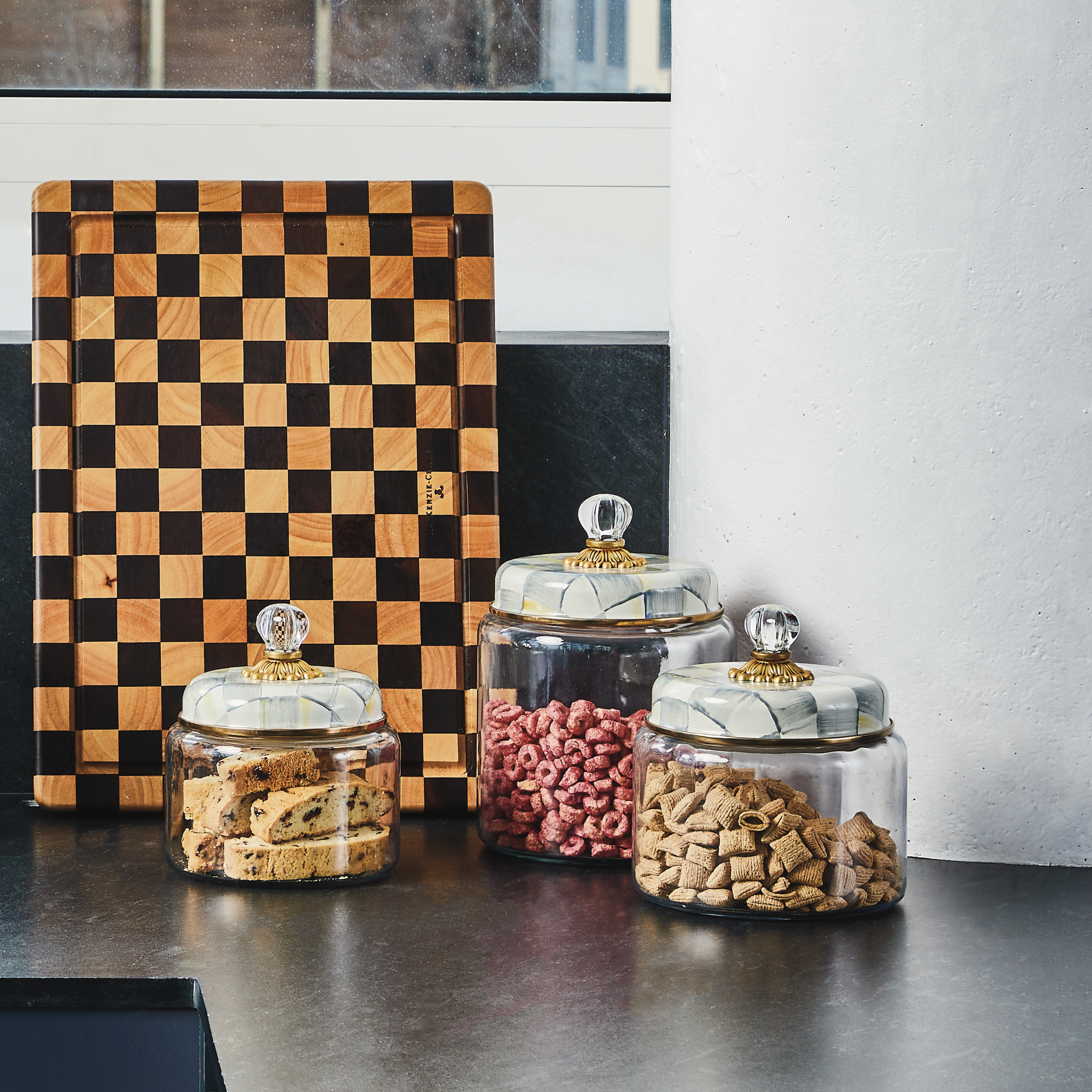 MacKenzie-Childs | Sterling Check Small Kitchen Canister