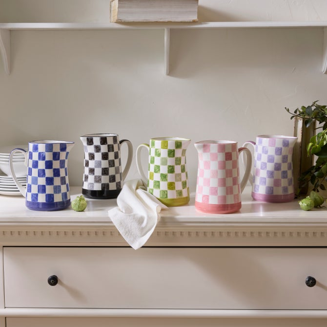 Stoneware Check Pitcher image number 0