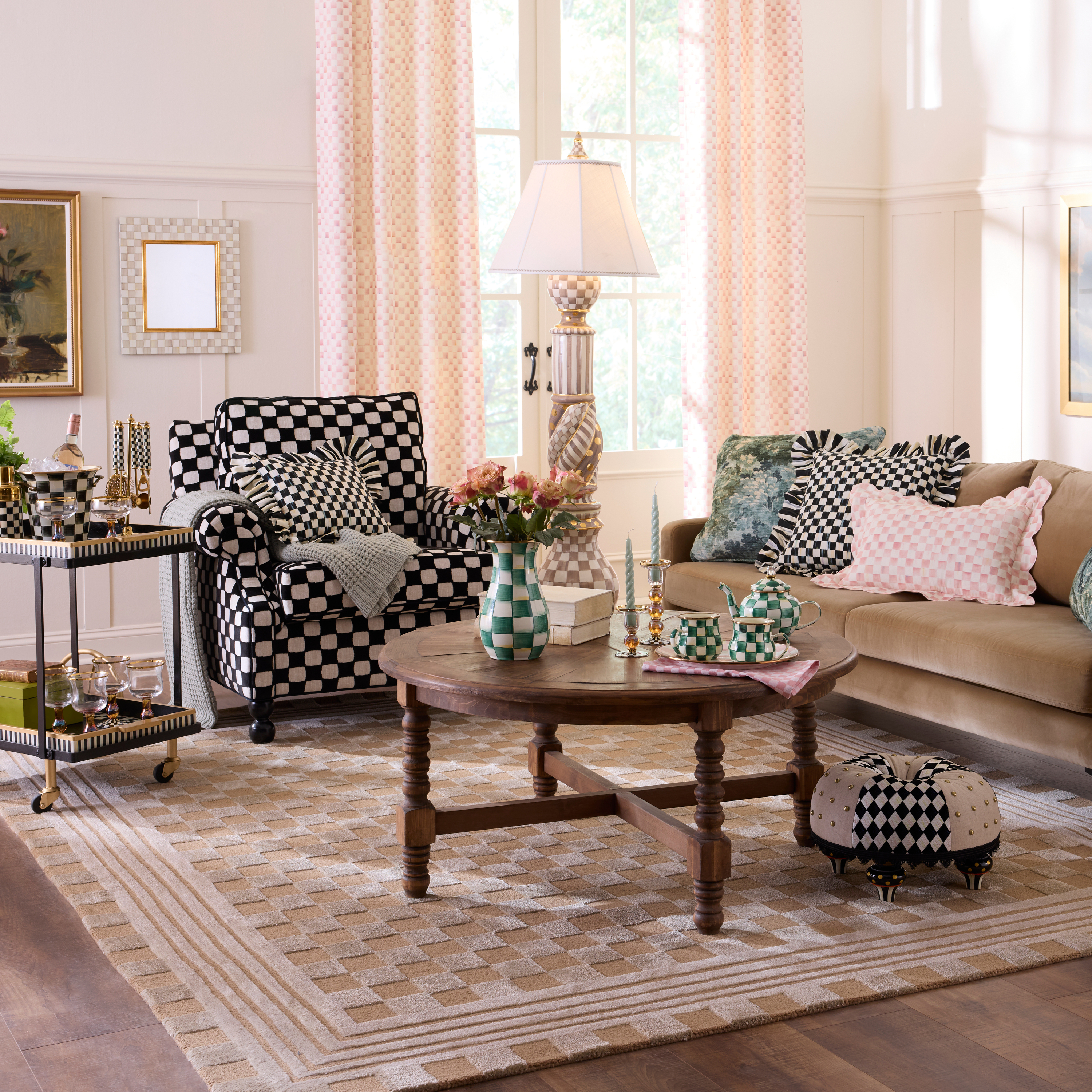 MacKenzie-Childs | Sage Green Tonal Check 5' x 8' Rug