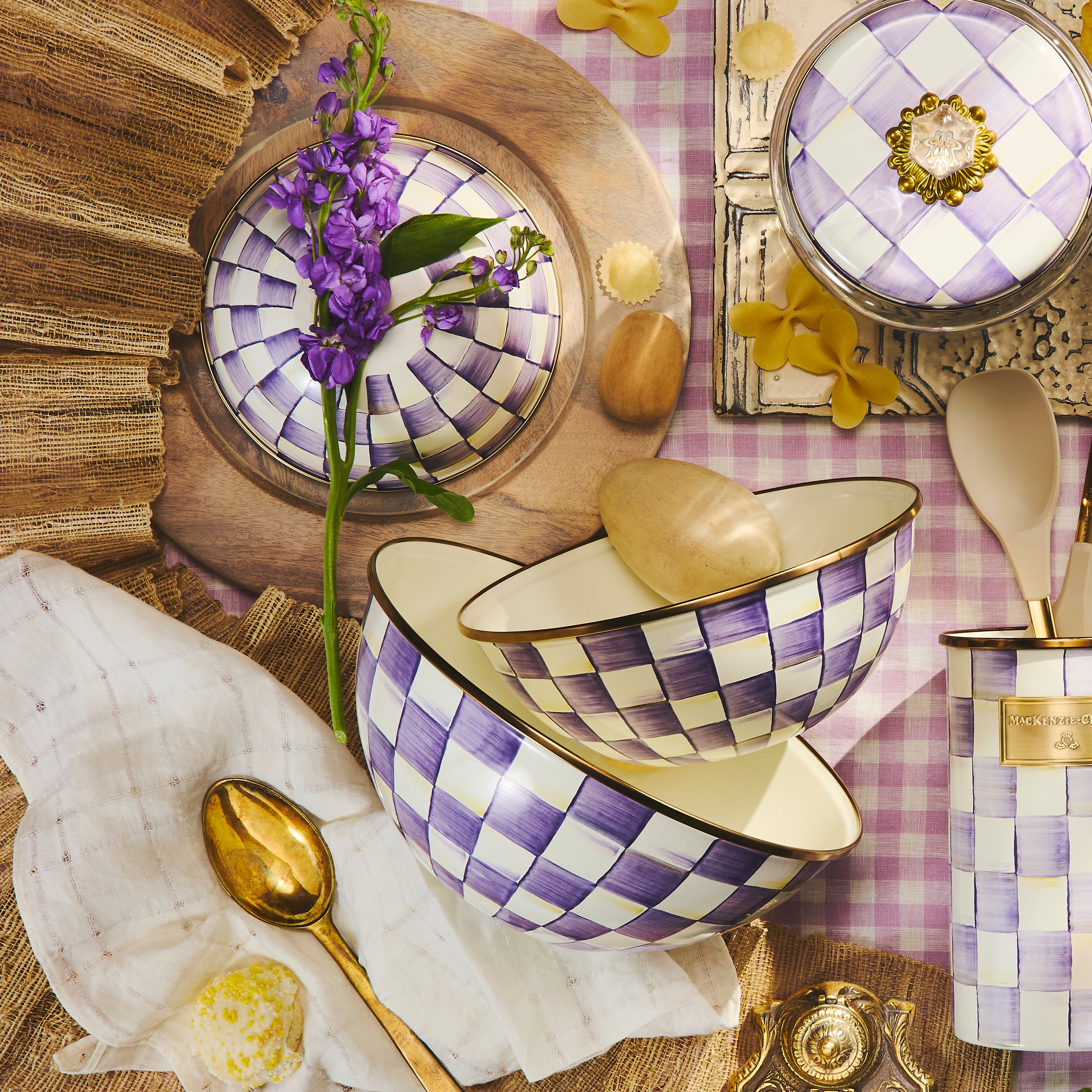 MacKenzie-Childs | Violet Check Everyday Bowl
