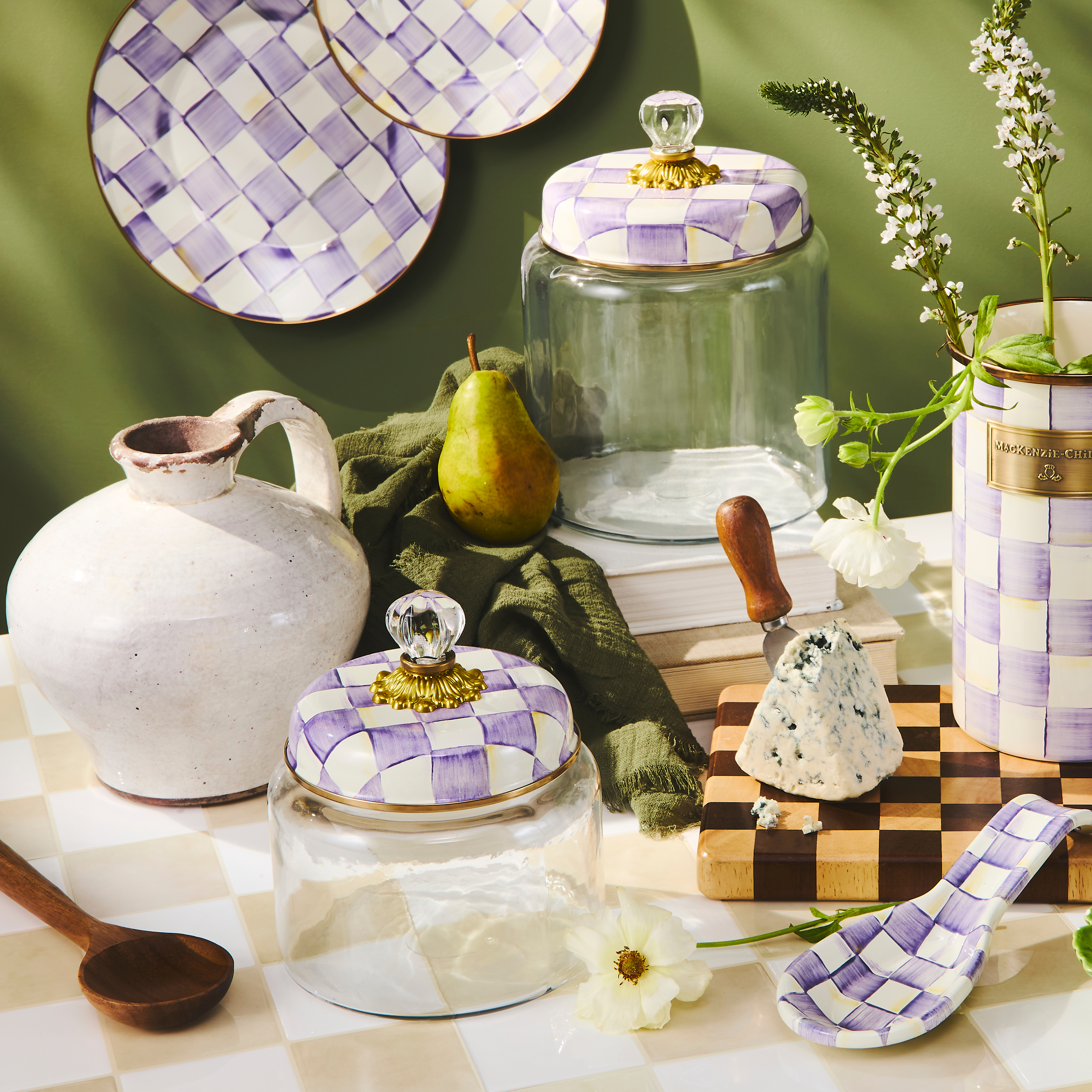 MacKenzie-Childs | Violet Check Large Kitchen Canister