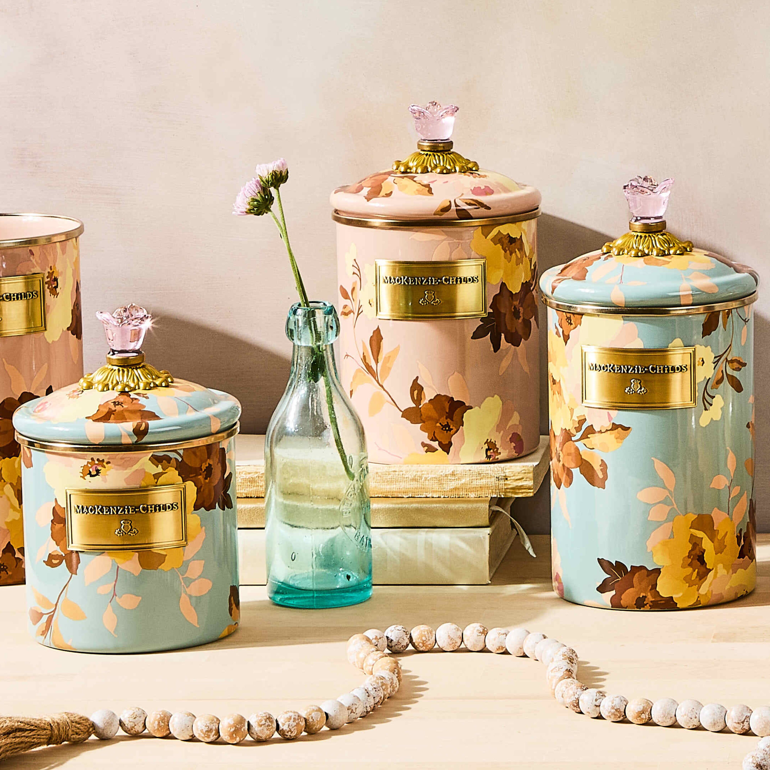 MacKenzie-Childs | Wild Rose Slate Small Canister